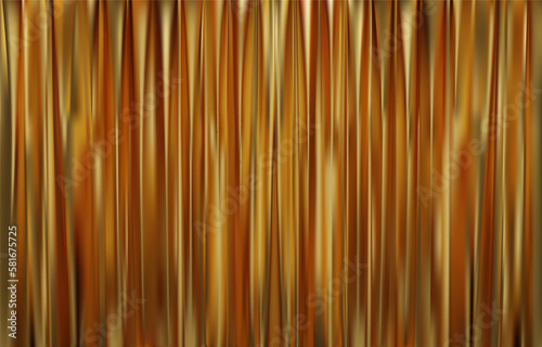 The closed gold curtain in the theatre background. Theatrical drapes. Golden curtains on a theatre stage. 3D Vector illustration.