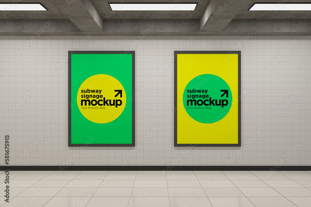 Subway Signs, Poster, Billboard Mockup Subway Signs, Poster, Billboard Mockup