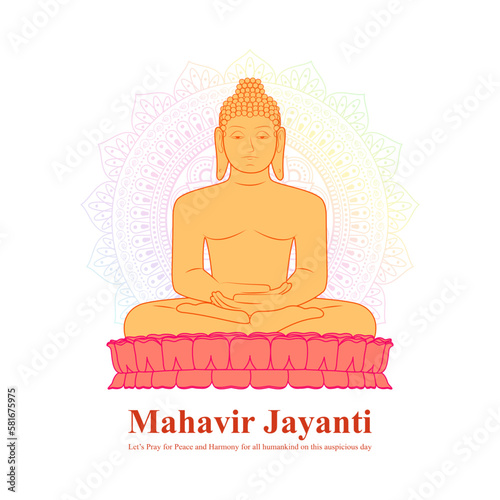 Vector illustration of Mahavir Jayanti wishes banner
