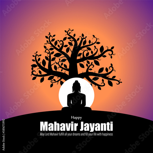 Vector illustration of Mahavir Jayanti wishes banner photo