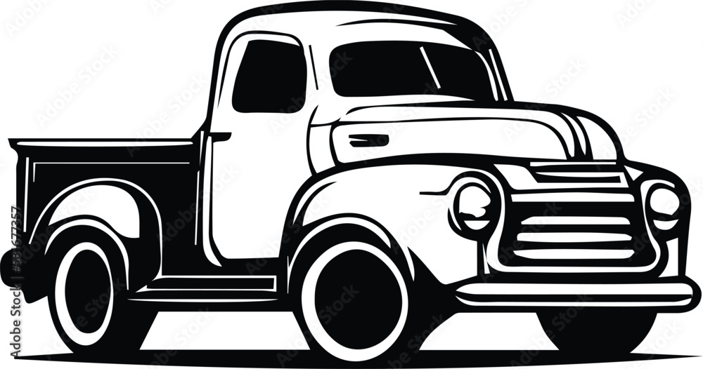 Vintage Pickup Truck Logo Monochrome Design Style Stock Vector | Adobe ...