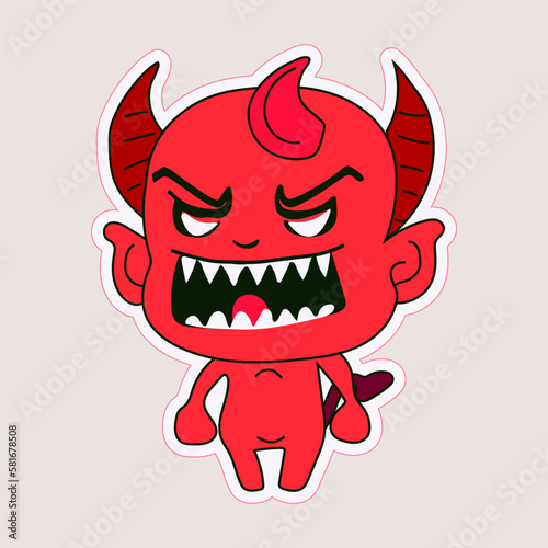 Εκτύπωση καμβά Sticker emoji emoticon emotion happy character sweet hellish entity cute horned