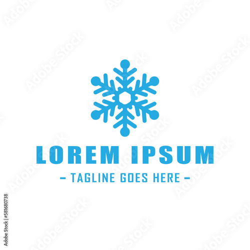 Fototapeta Naklejka Na Ścianę i Meble -  A unique and modern logo design featuring a snowflake in a light blue color. The logo is perfect for businesses in the winter sports or tourism industry