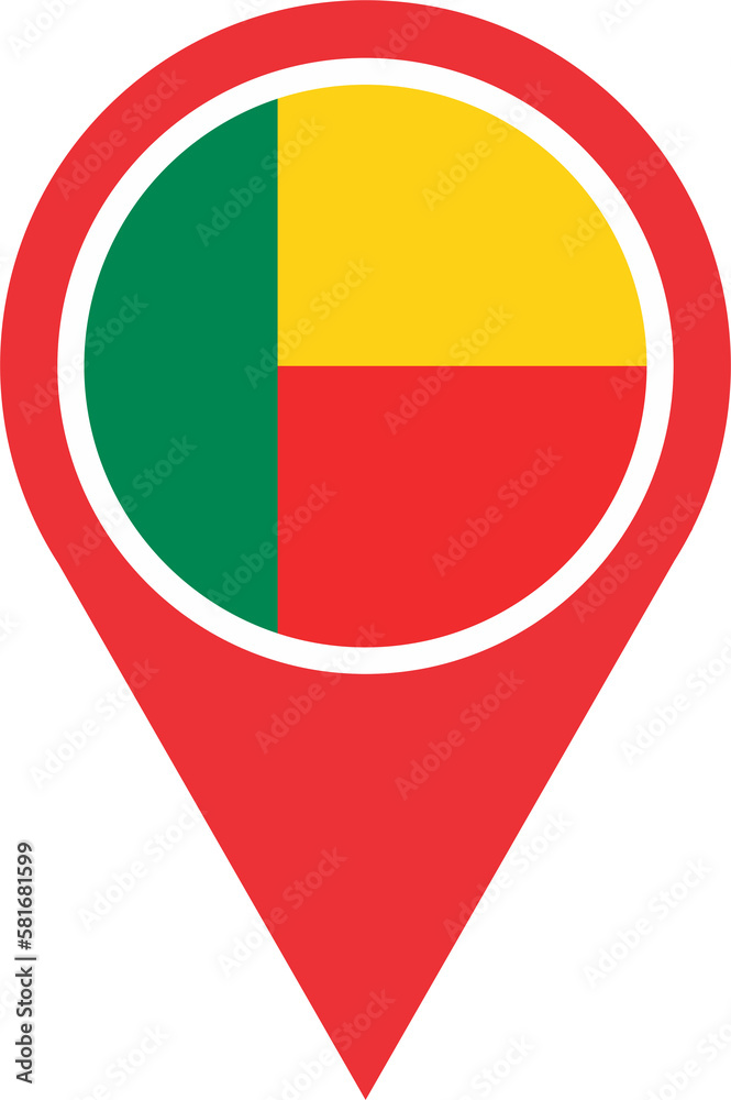 Fototapeta premium Benin flag pin map 2023031380