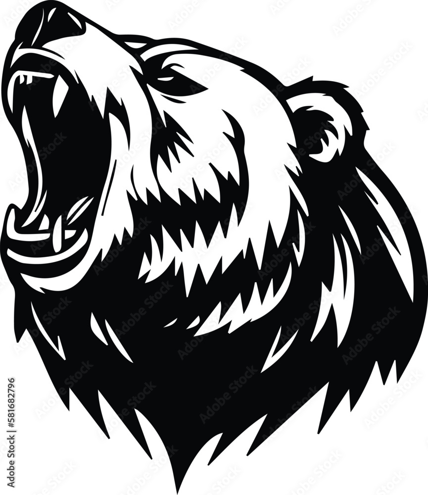 Grizzly Bear Monogram Logo Monochrome Design Style
 - obrazy, fototapety, plakaty 