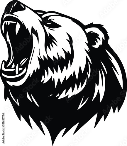 Grizzly Bear Monogram Logo Monochrome Design Style 