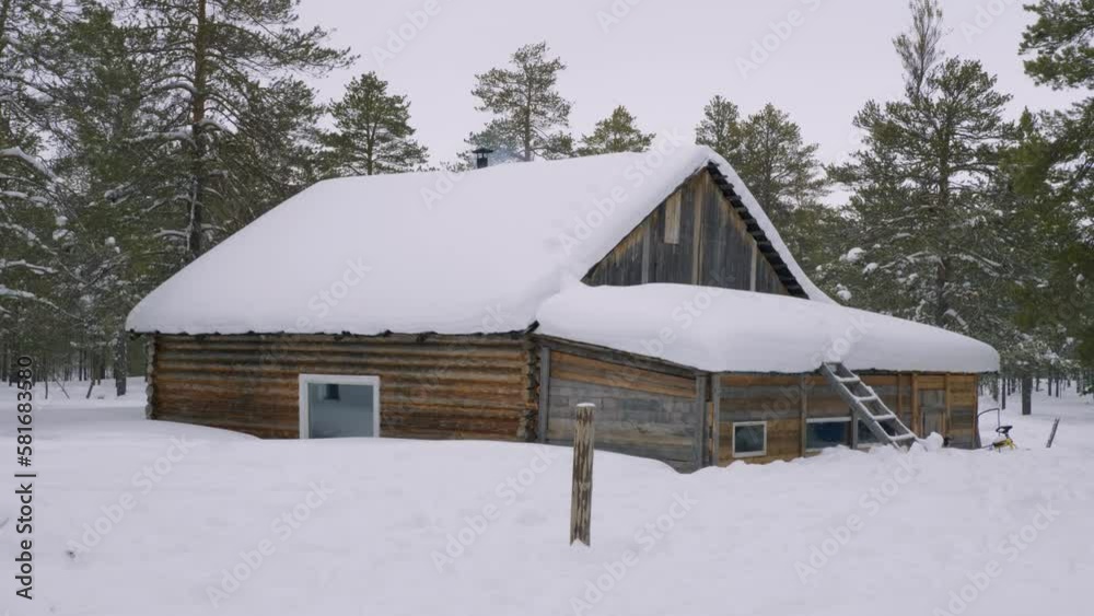 Western Siberia, Khanty people's camp: a hut in the forest. Western Siberia, Khanty people's camp: a hut in the forest.