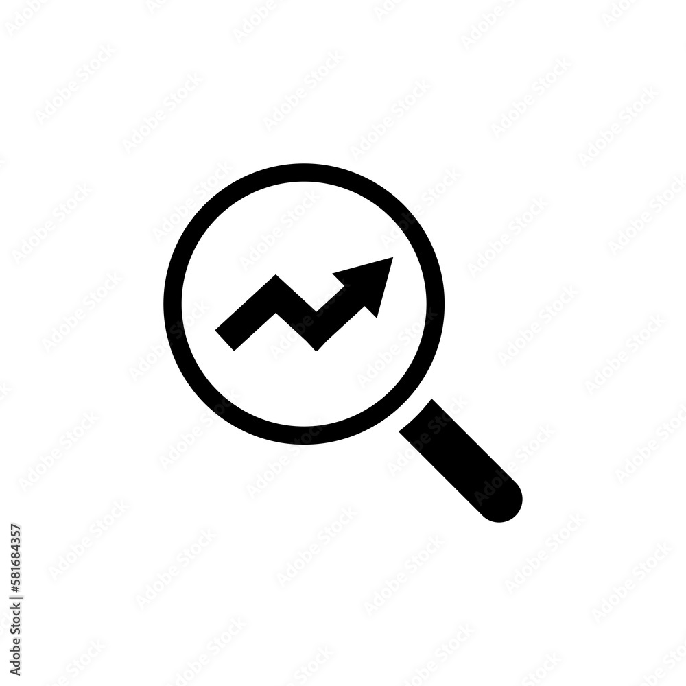 Single black arrow growing pointing up on chart graph bars icon, success graph trending upwards flat design interface infographic element for app ui ux web button, vector isolated on white background Single black arrow growing pointing up on chart graph bars icon, success graph trending upwards flat design interface infographic element for app ui ux web button, vector isolated on white background
