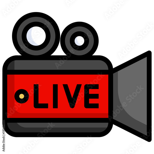 Video Camera flat icon,linear,outline,graphic,illustration