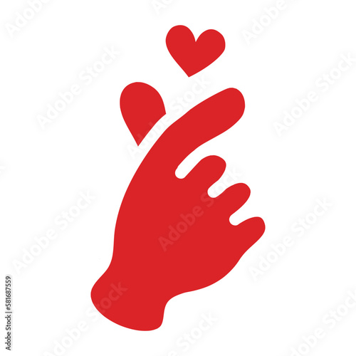 指ハートのハンドサイン_赤ベタ