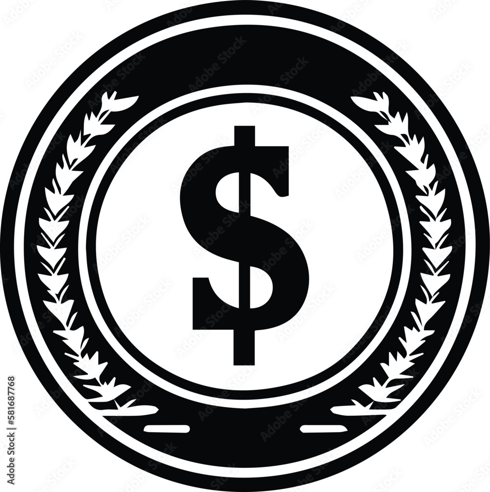 Dollar Sign Logo Monochrome Design Style Stock Vector | Adobe Stock
