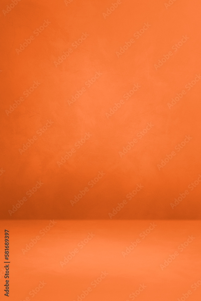 Empty neon orange concrete interior background