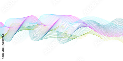 Abstract colorful blend wave lines on transparent background. Modern blue flowing wave lines and glowing moving lines. Abstract blue wave liens pattern background.