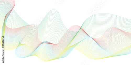 Abstract wave of the blue, pink and yellow blend lines. Abstract colorful smooth wave liens background. Dynamic sound wave isolated. Vector illustration. 