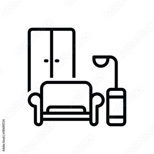 Black line icon for furnishings