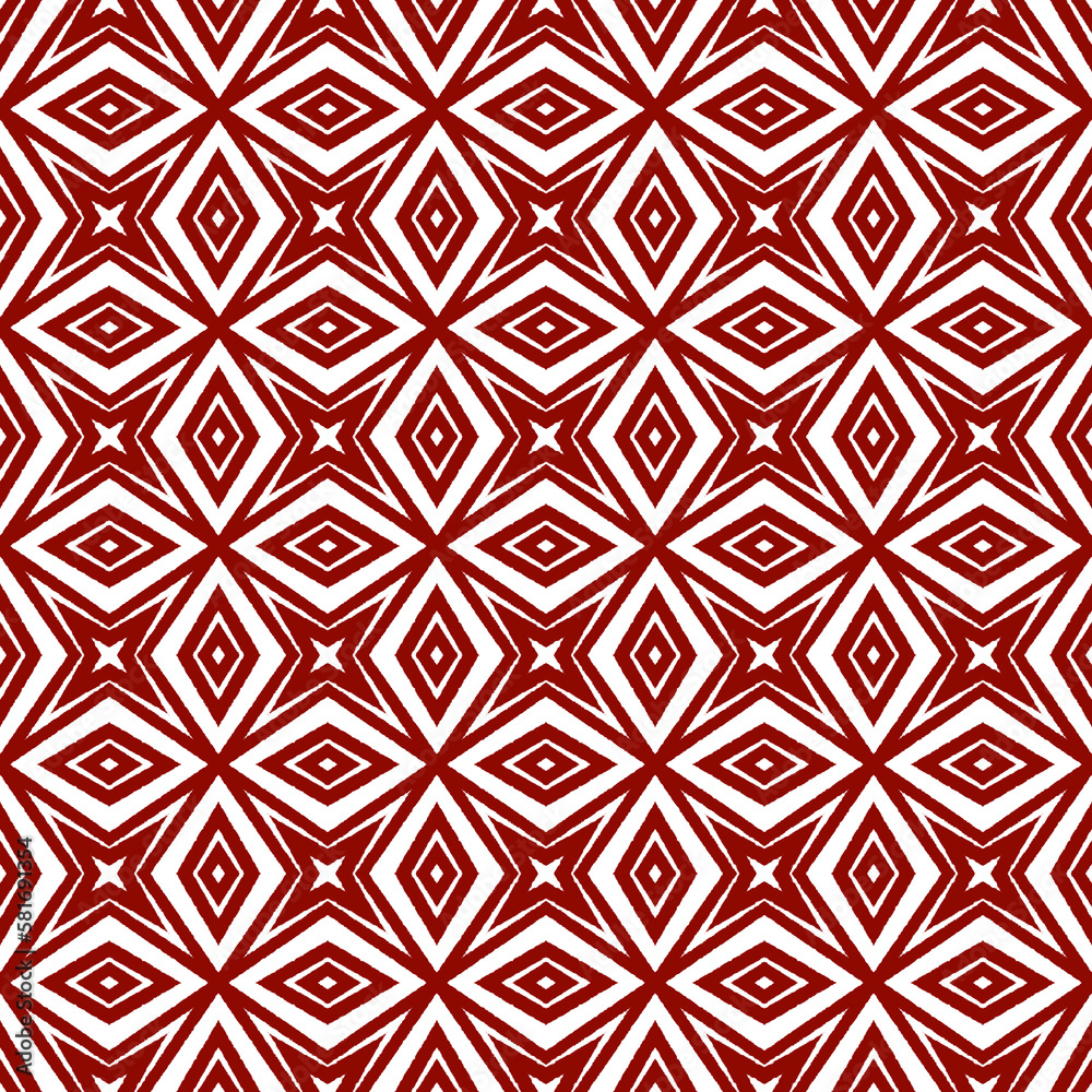 Striped hand drawn pattern. Maroon symmetrical