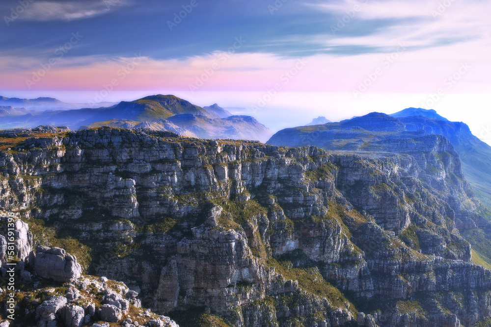 Fototapeta premium Table Mountain scenics. Table Mountain in the Western Cape, South Africa.