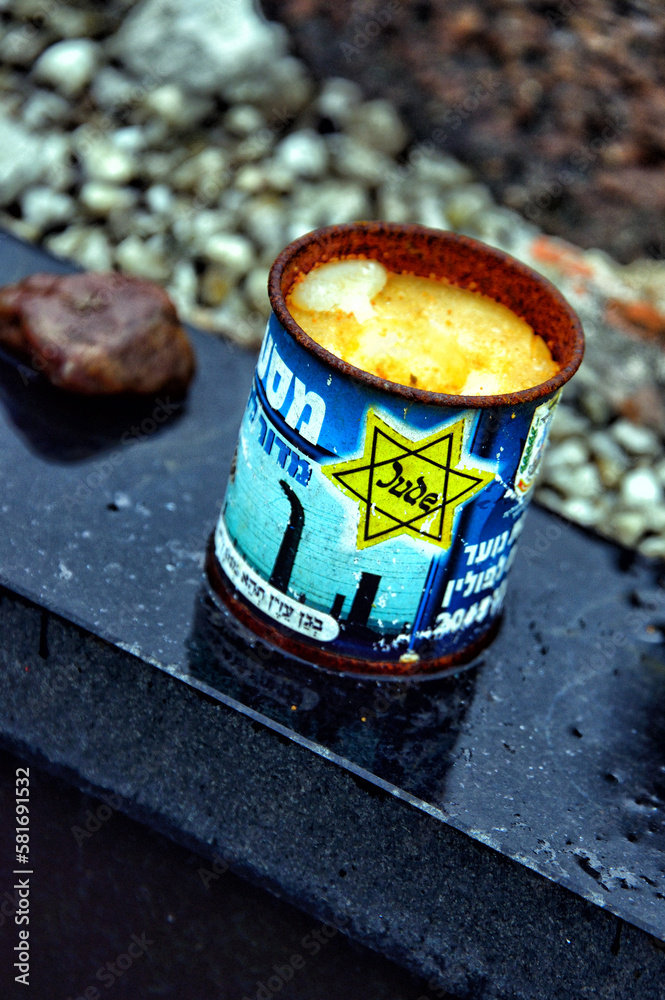 Yahrzeit Jewish grave candle, Lodz, Poland, Europe, biggest Jewish