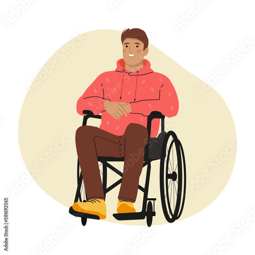 Man living full life. People, Inclusion. Flat vector illustration.