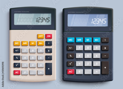 Back to school calculator vector set. Back to school calculator education supplies element isolated. Vector illustration back to school electronic collection. 
