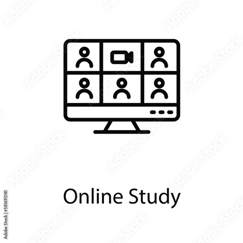 Online study icon design stock illustration