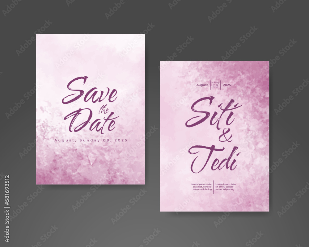 Wedding invitation with abstract watercolor background Wedding invitation with abstract watercolor background