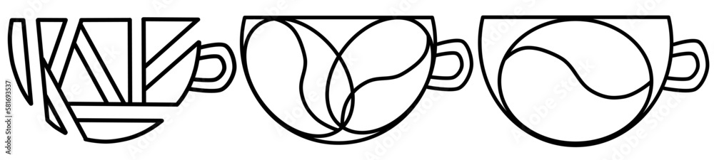 Set of hand drawn a cup of coffee logo, vector illustration isolation Set of hand drawn a cup of coffee logo, vector illustration isolation