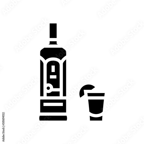 tequila drink bottle glyph icon vector illustration