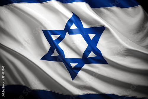 close up of the waving flag of Israel