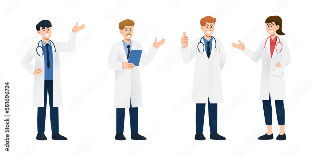 set of Doctor character flat style illustration. set of Doctor character flat style illustration.