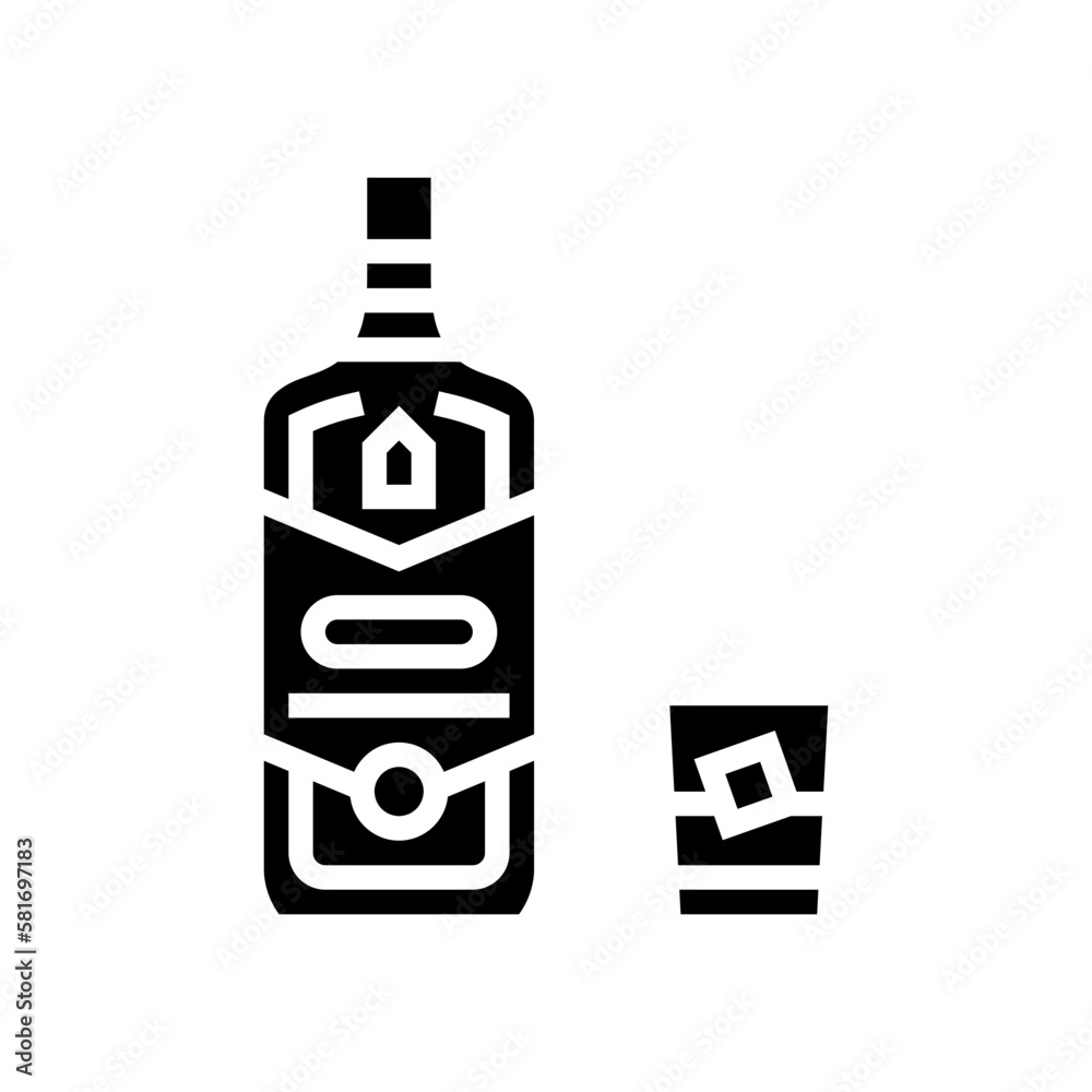whiskey drink bottle glyph icon vector illustration whiskey drink bottle glyph icon vector illustration