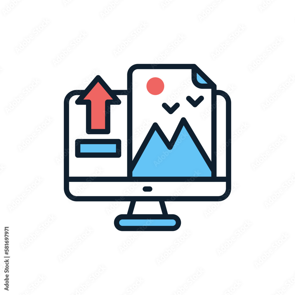 Uploading Image icon in vector. Illustration