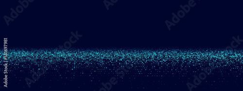 Vector perspective grid on blue background. Digital cyberspace. Network connection structure. Abstract mesh background.