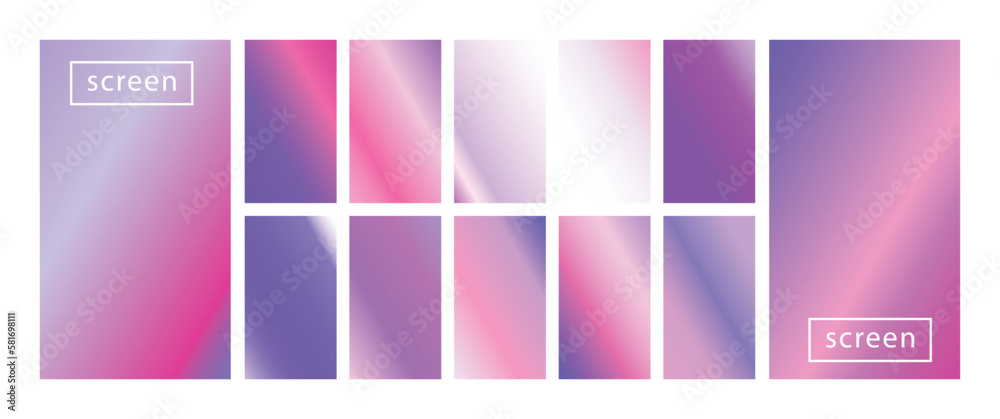 Mobile screen lock display collection of colorful backgrounds in trendy neon colors. Modern screen vector design for mobile app. Soft color abstract pastel holographic gradients. Swatches for design. Mobile screen lock display collection of colorful backgrounds in trendy neon colors. Modern screen vector design for mobile app. Soft color abstract pastel holographic gradients. Swatches for design.