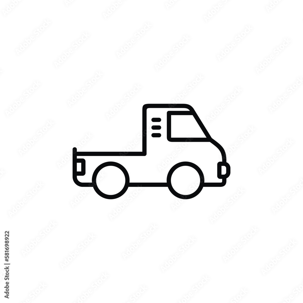 Pickup truck line icon isolated on white background