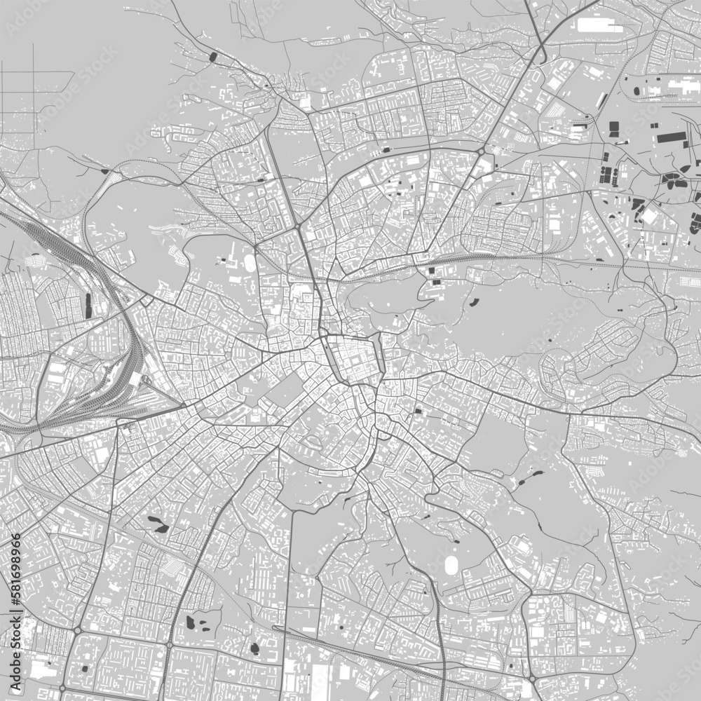 Urban city map of Lviv. Vector poster. Black grayscale black and white road map. road map image with roads, metropolitan city area view.