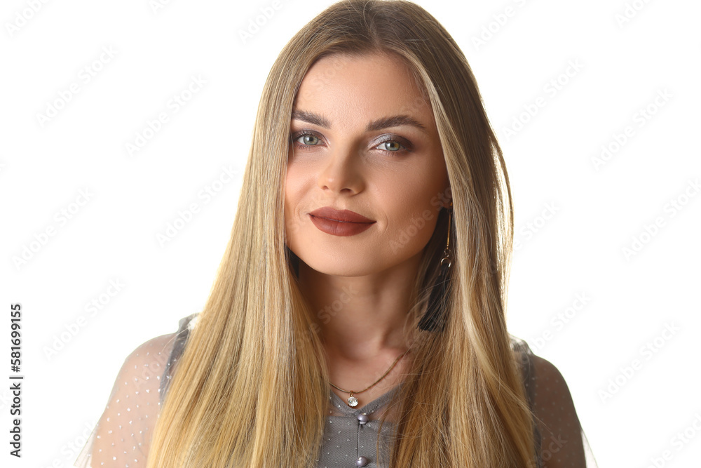 Portrait of beautiful blonde woman with evening makeup Portrait of beautiful blonde woman with evening makeup