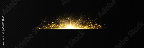 Golden glitter.Light effect.Glittering particles background. Gold dust on a transparent background.