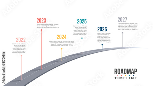 Technology Road map timeline year illustration, process timeline roadmap.