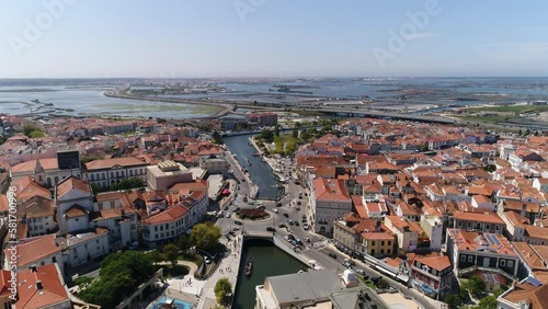 Aerial View Canal central de Aveiro and surrounding area, Portugal
