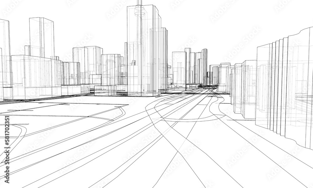 3d urban landscape. Buildings and roads