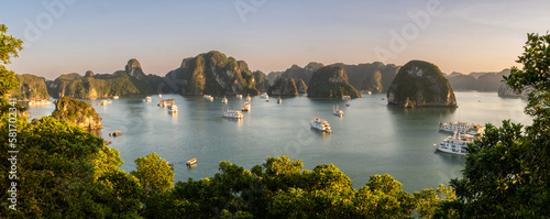Wallpaper Mural Amazing sunset at Ha Long Bay. South China Sea, Vietnam, Asia Torontodigital.ca