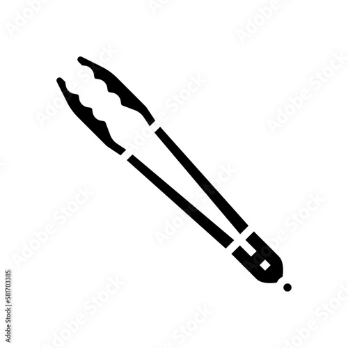 silicone tongs kitchen cookware glyph icon vector illustration photo