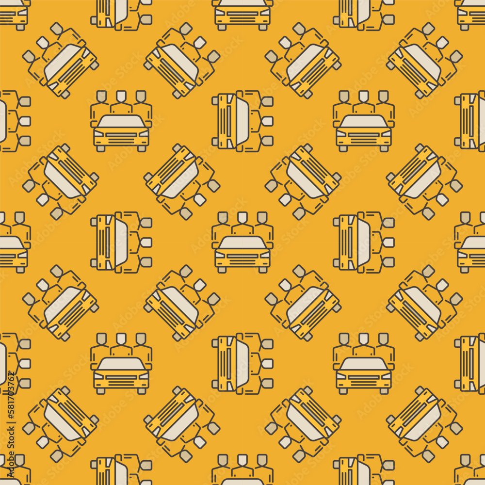 Car and People vector Carsharing concept yellow seamless pattern Car and People vector Carsharing concept yellow seamless pattern