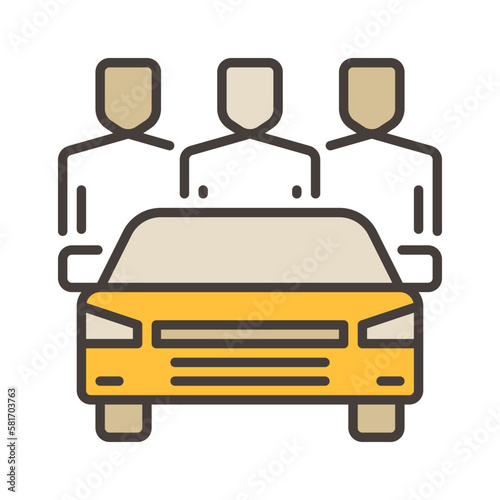 Car and People vector Carsharing concept colored icon