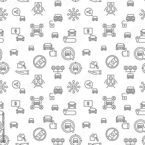 Car Sharing vector Carsharing concept outline minimal Seamless Pattern