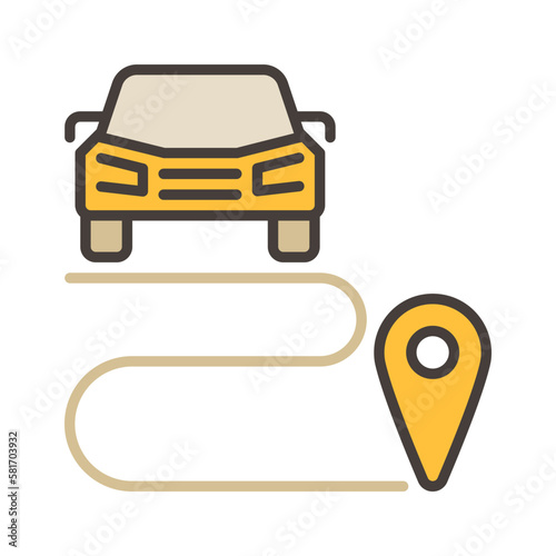 Car Sharing Ride vector Route concept colored icon or sign