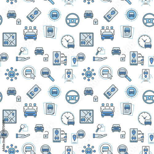 Carsharing vector carpooling blue creative Seamless Pattern