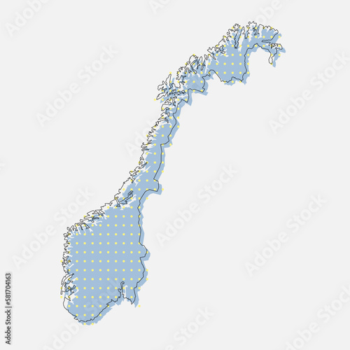 Vector map Norway for points, dotted template