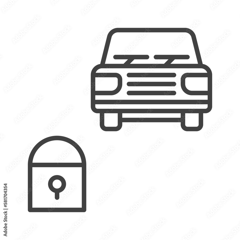 Closed Car vector Carsharing Lock concept line icon or sign Closed Car vector Carsharing Lock concept line icon or sign